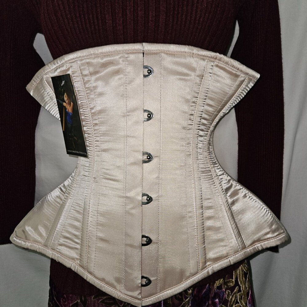 NWT XS NUDE Bridal MAIDEN Corset 22" Handmade 6 Garter Tabs USA